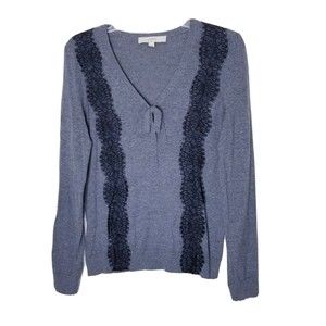 Loft Gray Wool Blend Pullover Sweater Women Size Small Long Sleeve